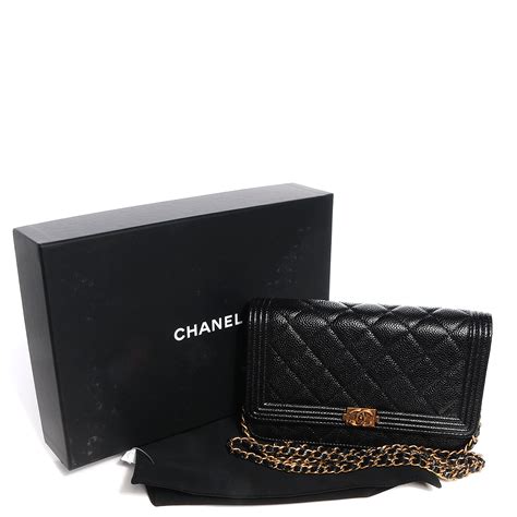 chanel woc caviar inside|CHANEL Caviar Quilted Boy Wallet On Chain WOC Black.